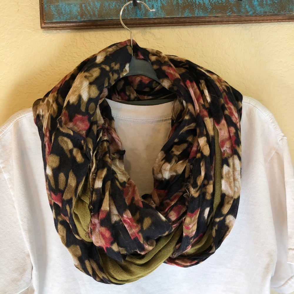 Olive Green & Floral (2-Tone) Infinity Scarf - Picture 4 of 4